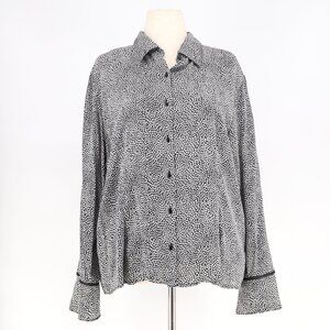 TALBOTS Vintage Silk Polka Dot Blouse in Black & White Size 20